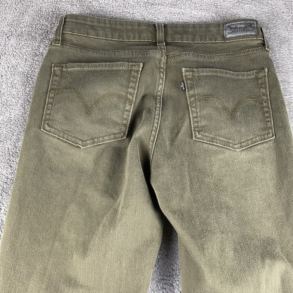 Levis Mid Rise Skinny Jeans Womens 6M 28x28 Olive Green Pants Mid Rise - Picture 13 of 15